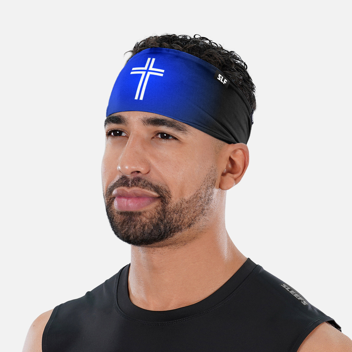 Faith Cross Blue Black Headband