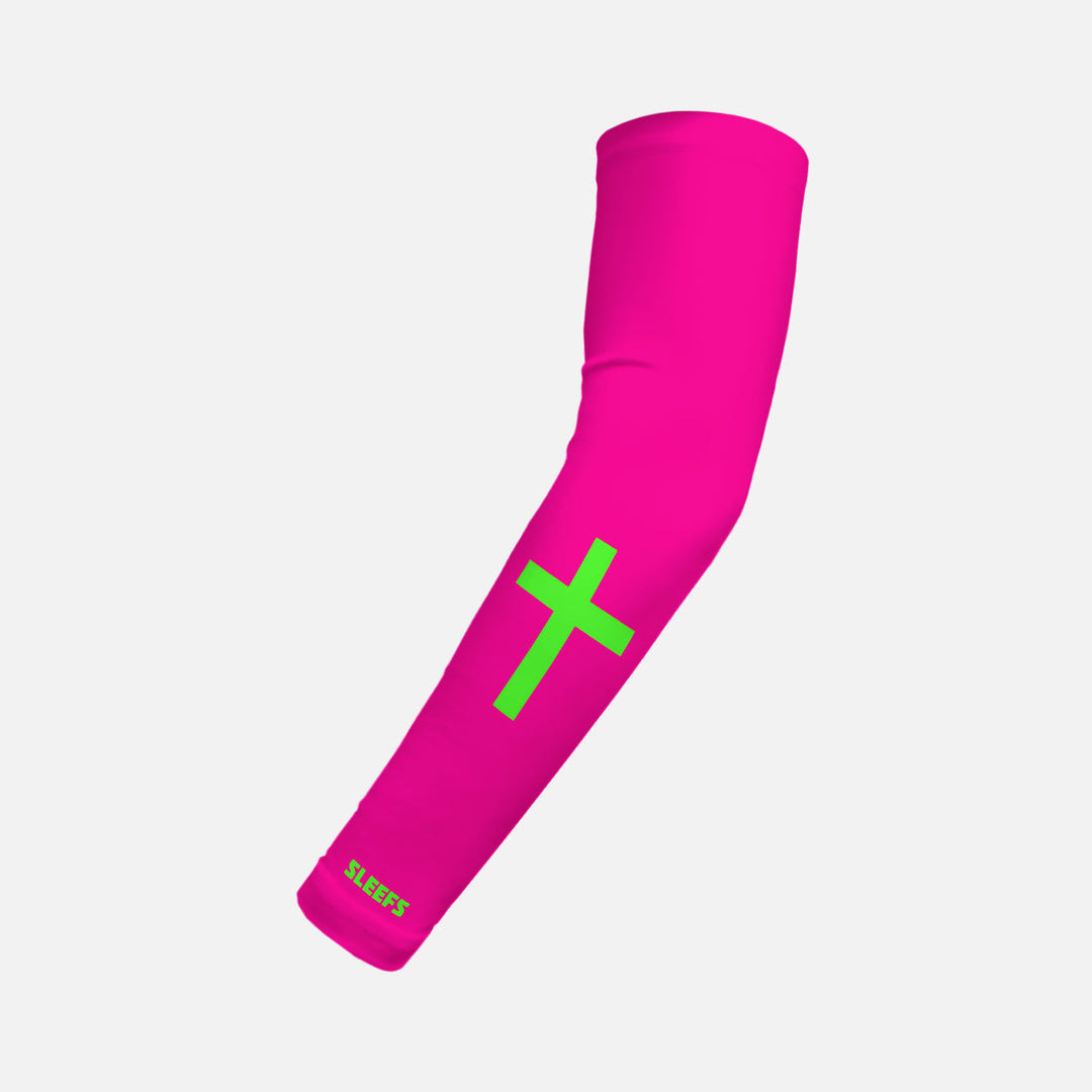 Sleefs Faith Cross Hyper Pink Kids Arm Sleeve