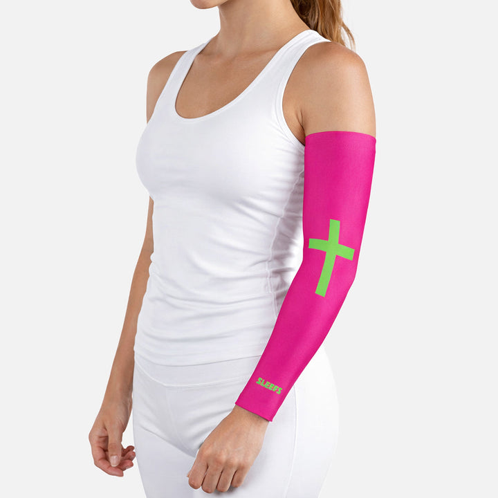Faith Cross Hyper Pink Arm Sleeve