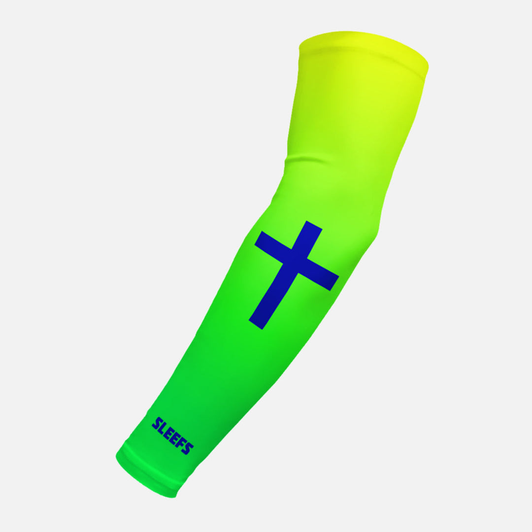 Faith Cross Neon Green Arm Sleeve