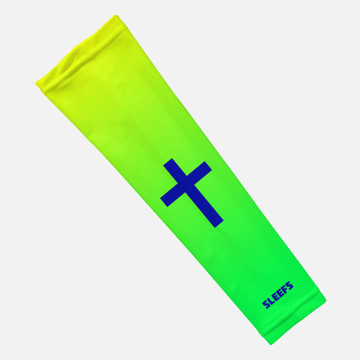 Faith Cross Neon Green Arm Sleeve