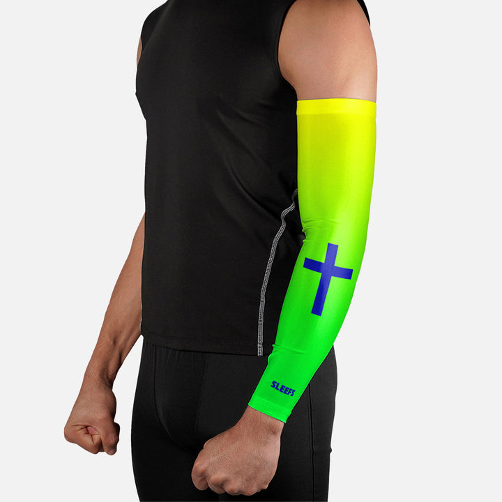 Faith Cross Neon Green Arm Sleeve