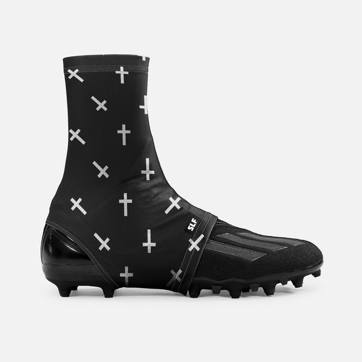 Faith Cross Pattern Black Spats / Cleat Covers