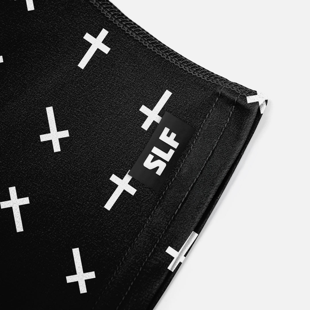 Faith Cross Pattern Black Spats / Cleat Covers