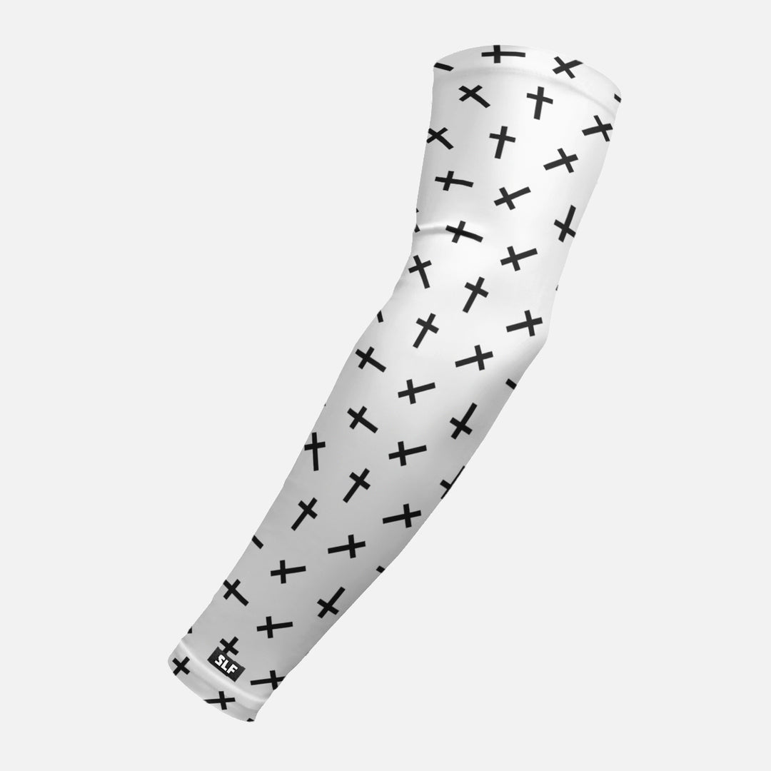 Faith Cross Pattern White Arm Sleeve
