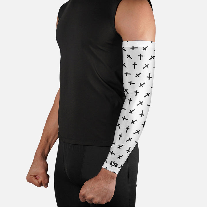 Faith Cross Pattern White Arm Sleeve