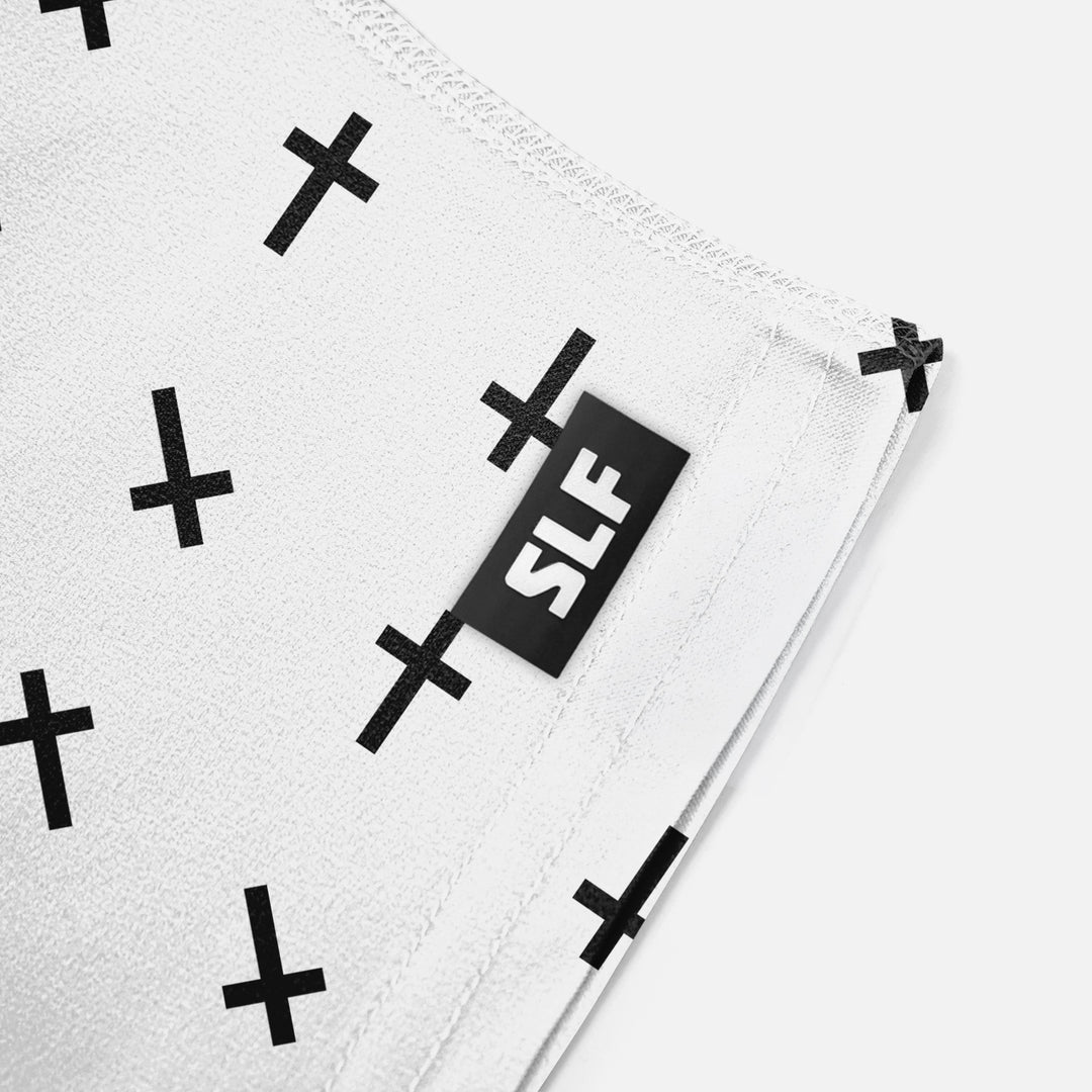 Faith Cross Pattern White Spats / Cleat Covers