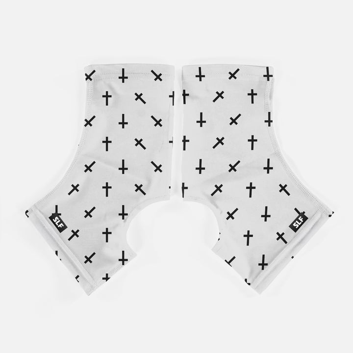 Faith Cross Pattern White Spats / Cleat Covers