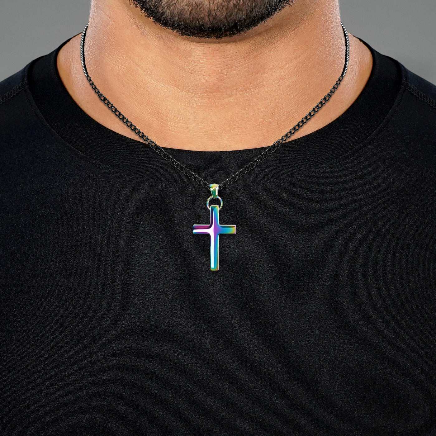 Faith Cross Pendant with Chain Necklace - Borealis Stainless Steel