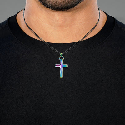 Faith Cross Pendant with Chain Necklace - Borealis Stainless Steel
