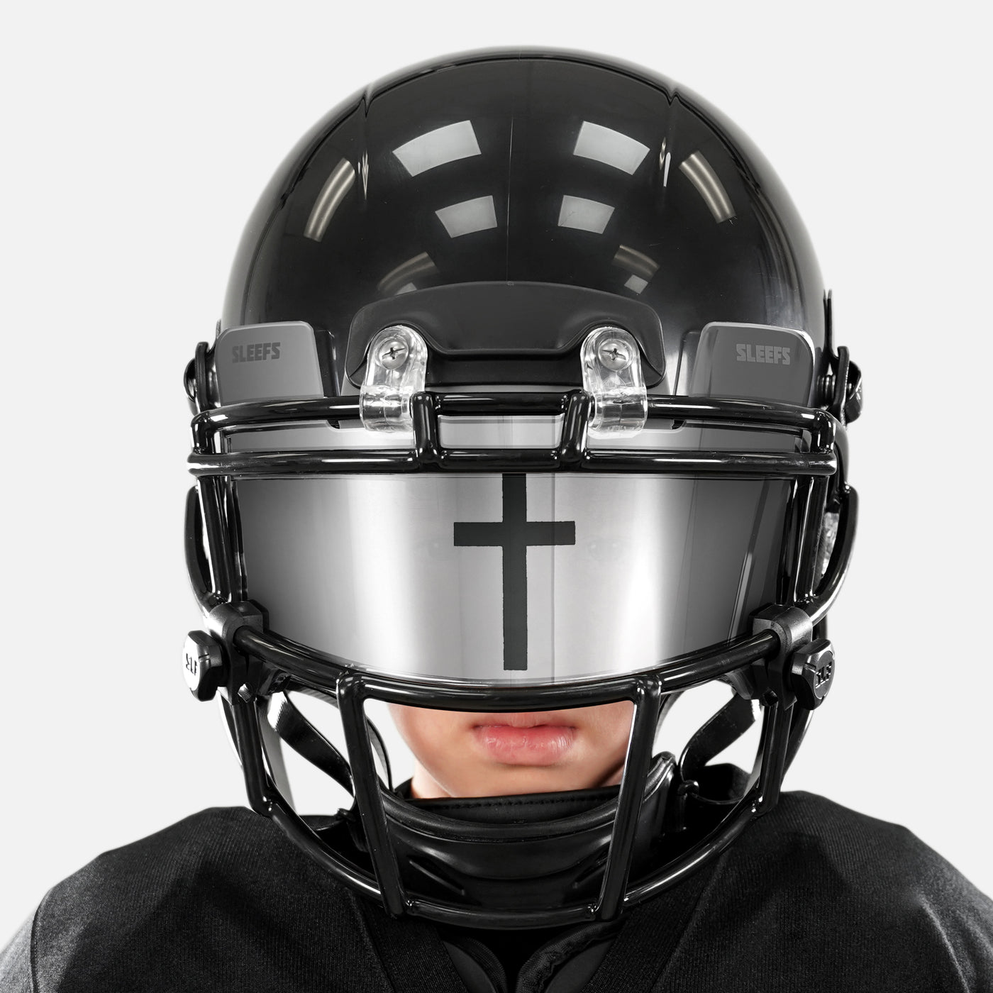 Faith Cross Silver Moonstone Helmet Eye-Shield Visor for Kids