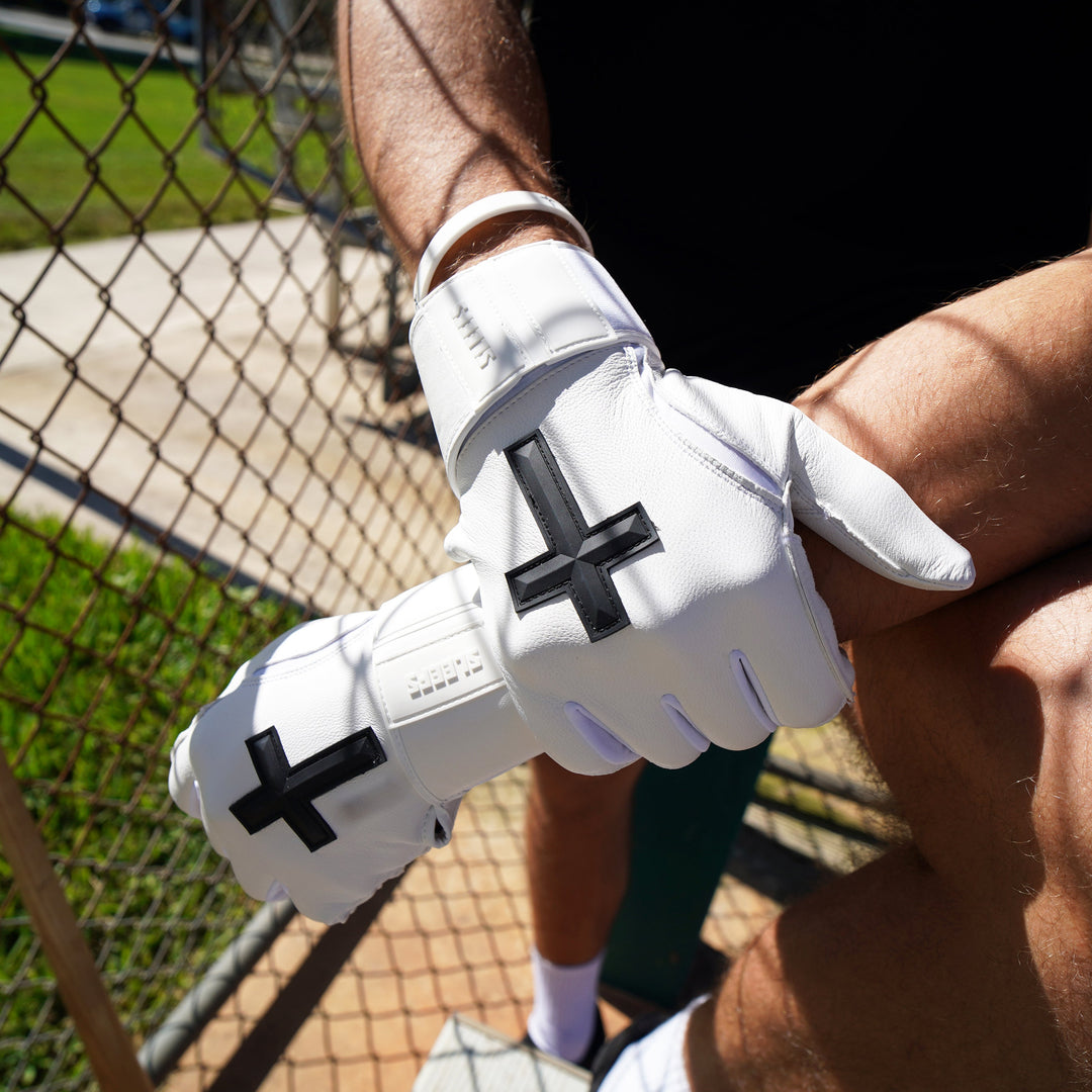 White + Black Faith Cross Baseball Batting Gloves Bundle