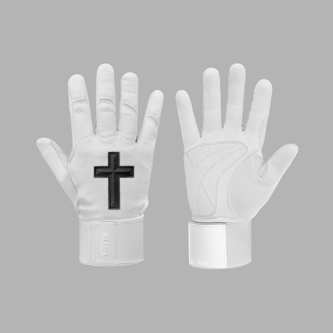 Faith Cross White Kids Baseball Batting Gloves