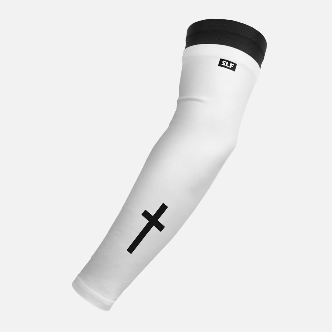 Faith Cross White Black Double Arm Sleeve