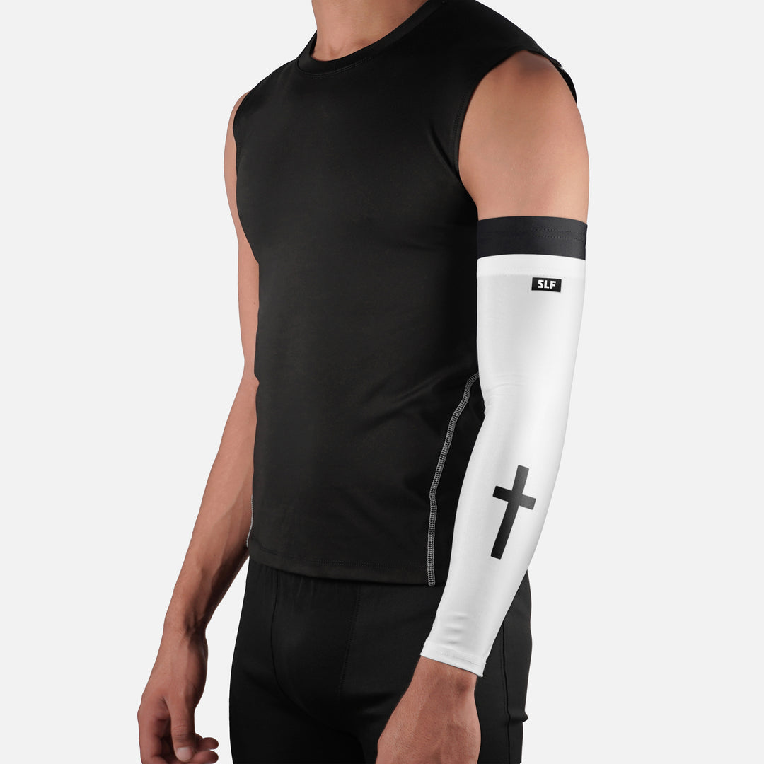 Faith Cross White Black Double Arm Sleeve