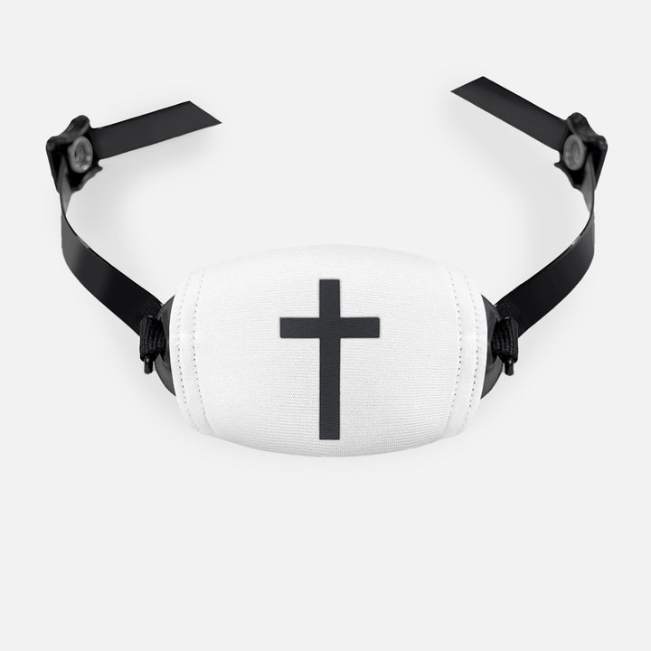Faith Cross White Chin Strap Cover