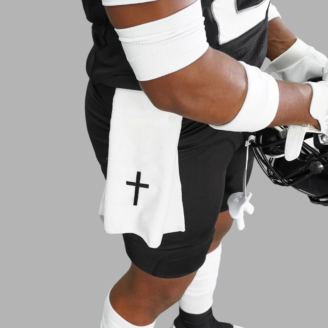 Faith Cross White Football Towel