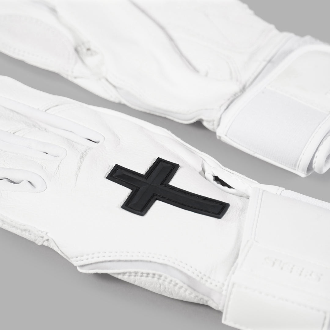 Faith Cross White Kids Baseball Batting Gloves