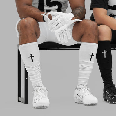 Faith Cross White Long Scrunchie Socks