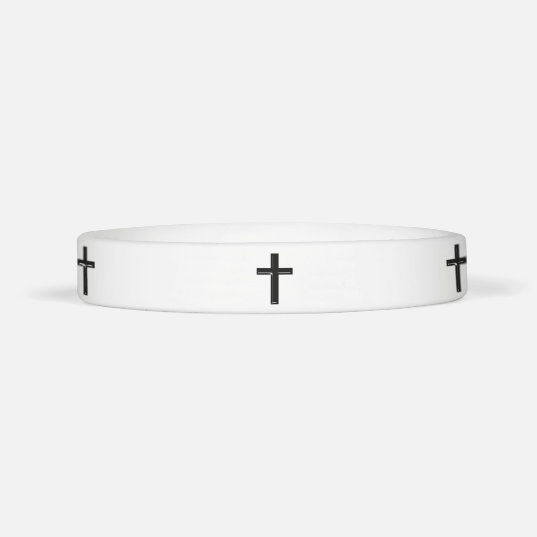 Faith Cross White Motivational Wristband