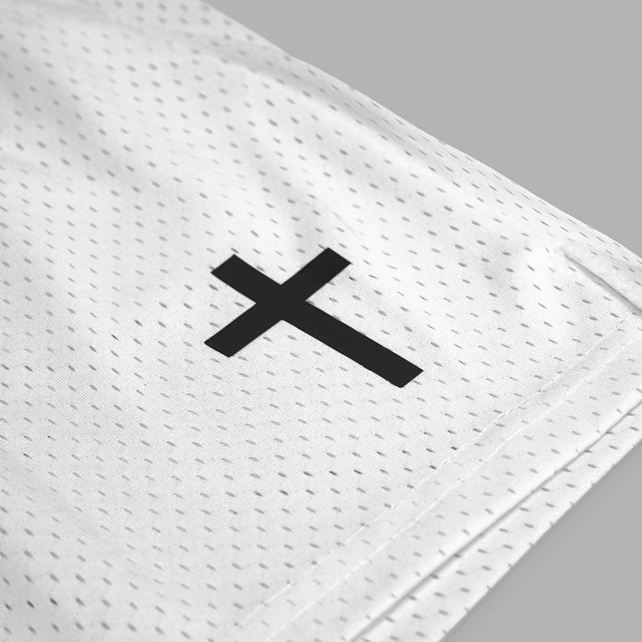 Faith Cross White Shorts - 7"