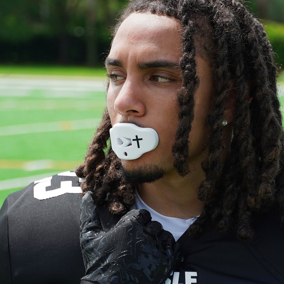Faith Cross White Soft Football Mouthguard