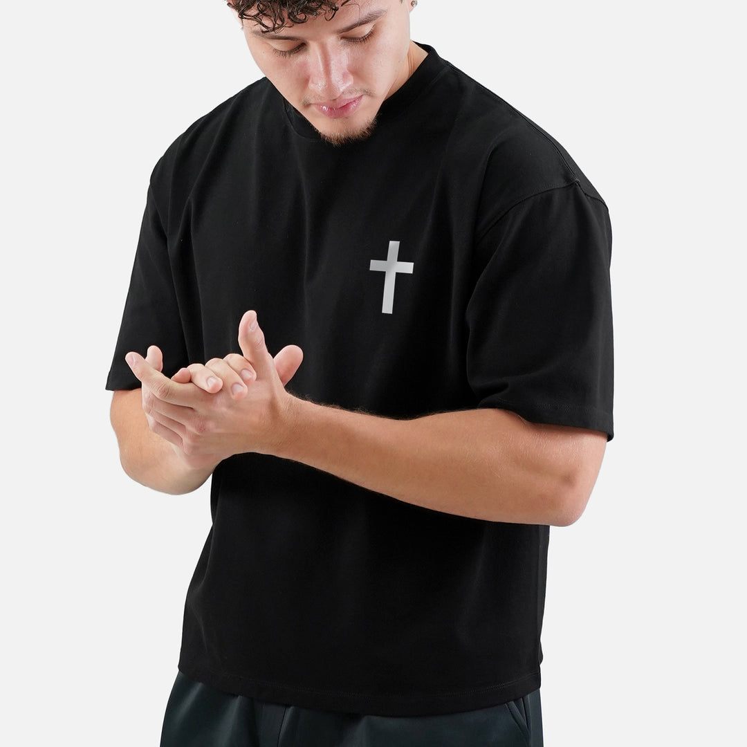 Faith Cross Black Oversized Premium T-Shirt