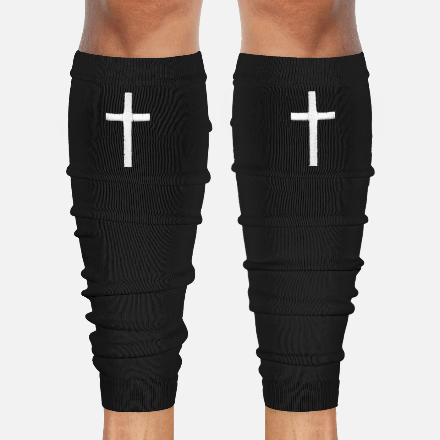 Faith Cross Black Scrunchie Leg Sleeves