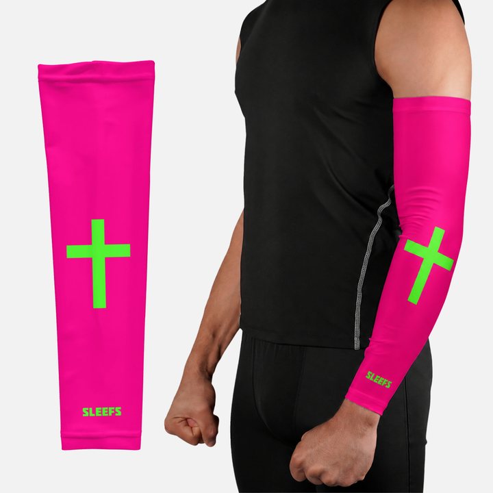 Faith Cross Hyper Pink Arm Sleeve