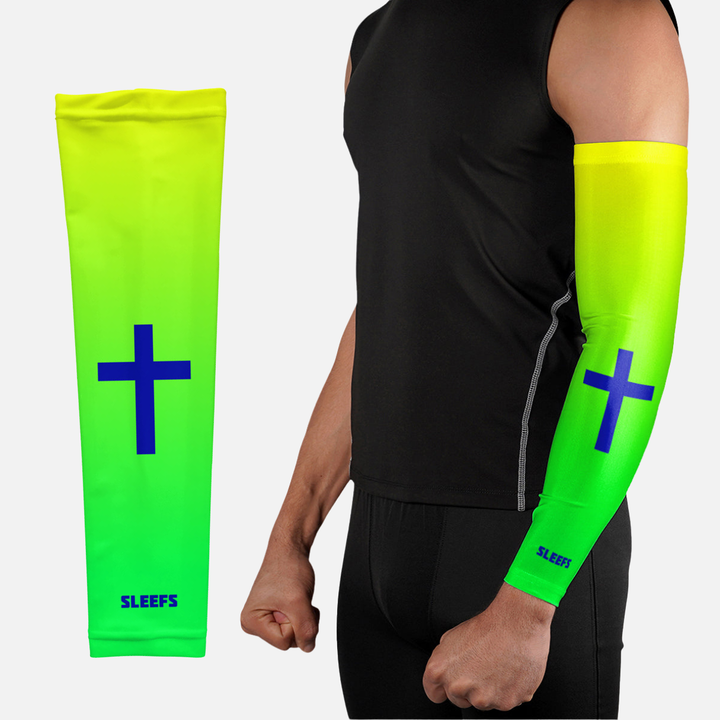 Faith Cross Neon Green Arm Sleeve