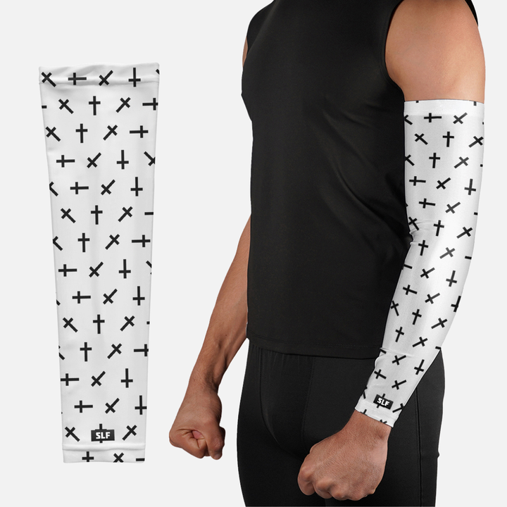 Faith Cross Pattern White Arm Sleeve