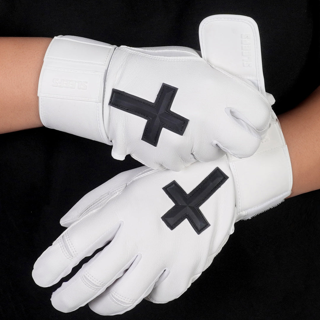 White + Black Faith Cross Baseball Batting Gloves Bundle