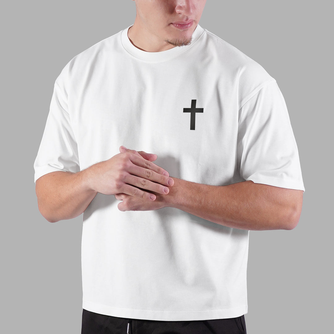 Faith Cross White Oversized Premium T-Shirt