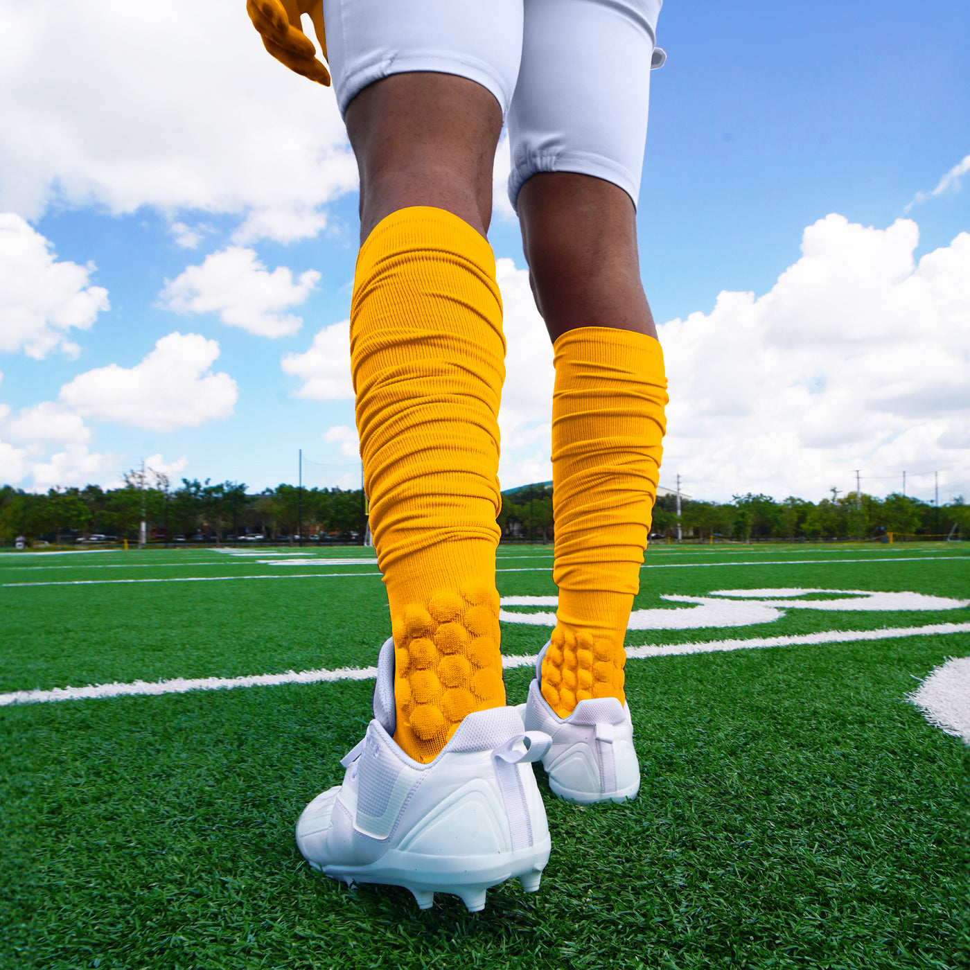 Hue Yellow Gold Football Padded Long Socks