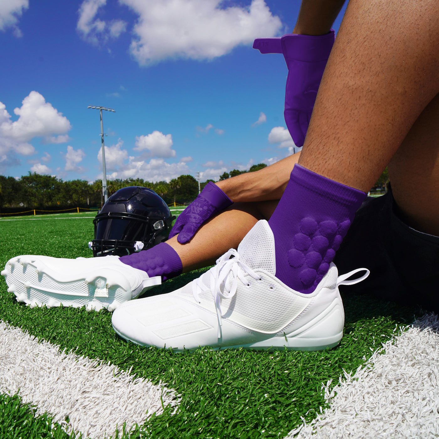 Hue Purple Football Padded Short Socks