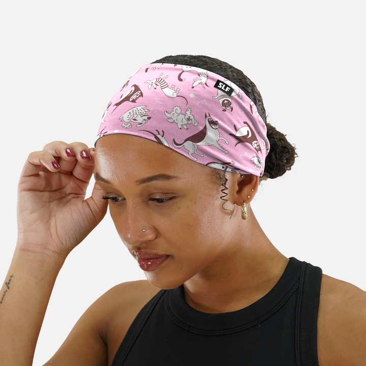 Funny Dogs Pattern Pink Headband