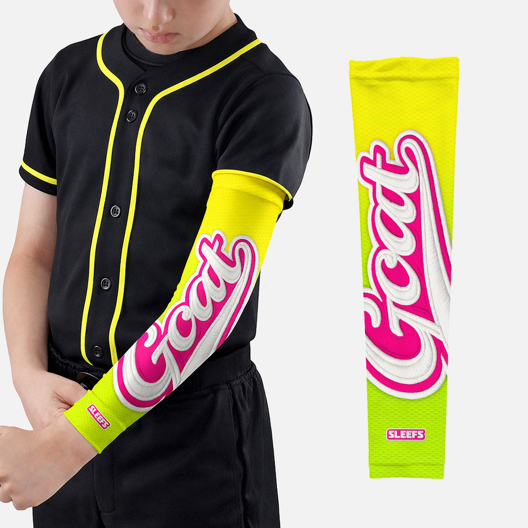 GOAT Patch Lime Green and Blue Blush Kids Arm Sleeves Pair