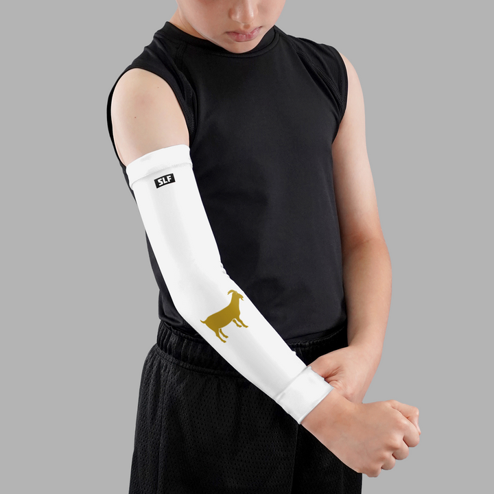 Goat Emoticon White Kids Arm Sleeve
