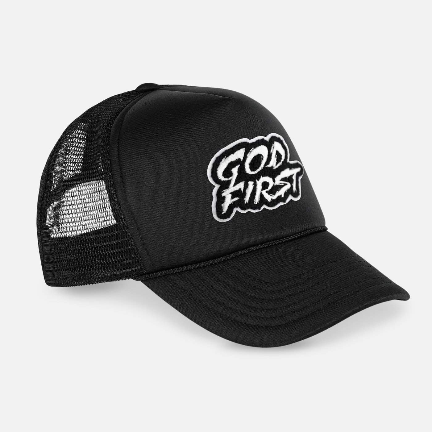 God First Black Trucker Hat