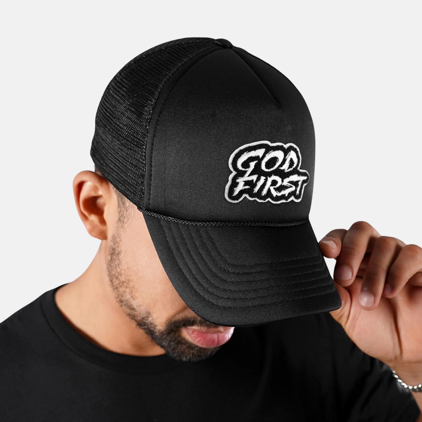 God First Black Trucker Hat