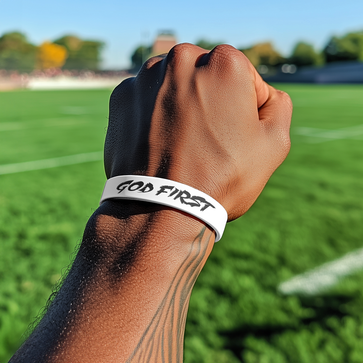 God First White Motivational Wristband