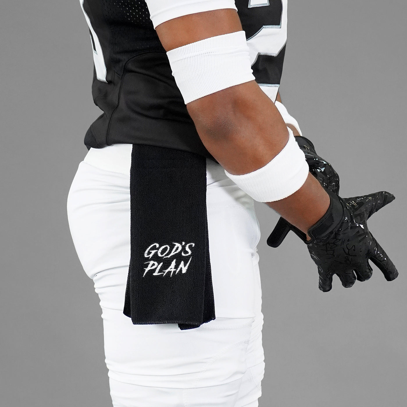 God's Plan Black Football Towel