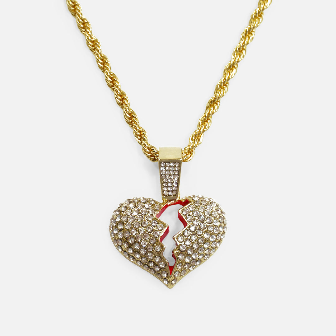 Golden BRKN Emoticon Pendant with Chain Necklace