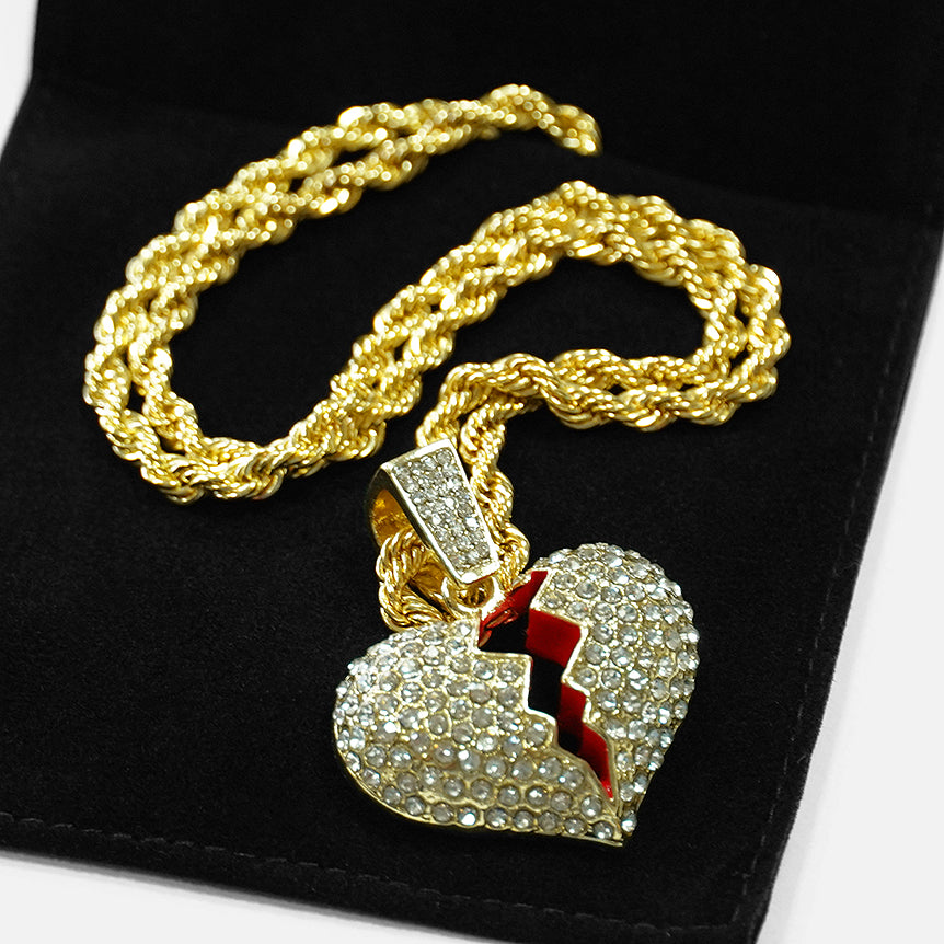 Golden BRKN Emoticon Pendant with Chain Necklace