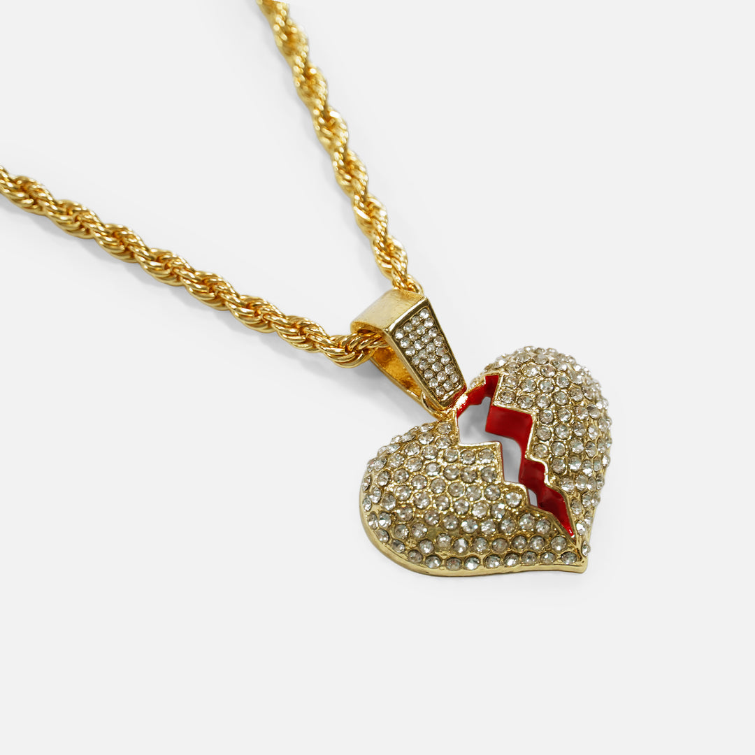 Golden BRKN Emoticon Pendant with Chain Necklace