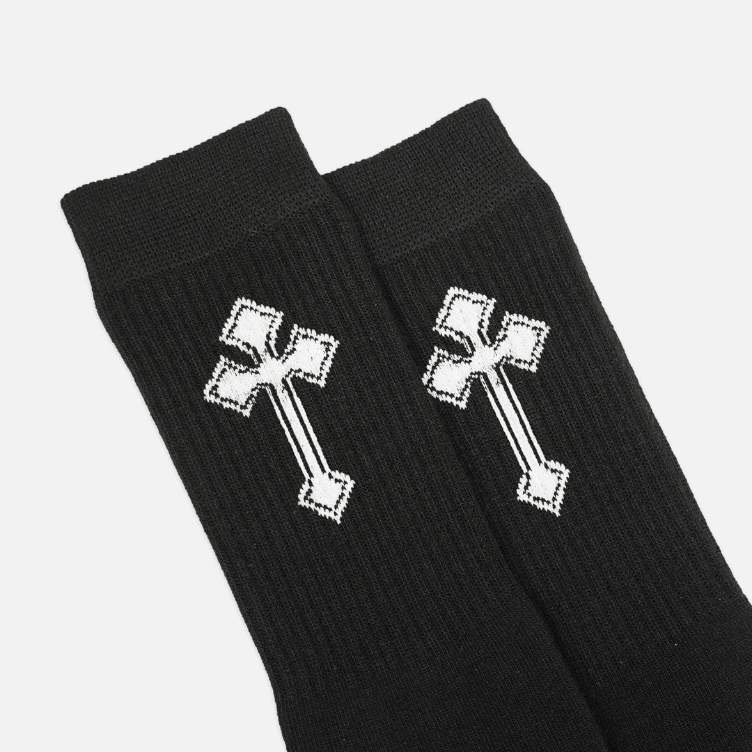 Gothic Cross Black Crew Socks