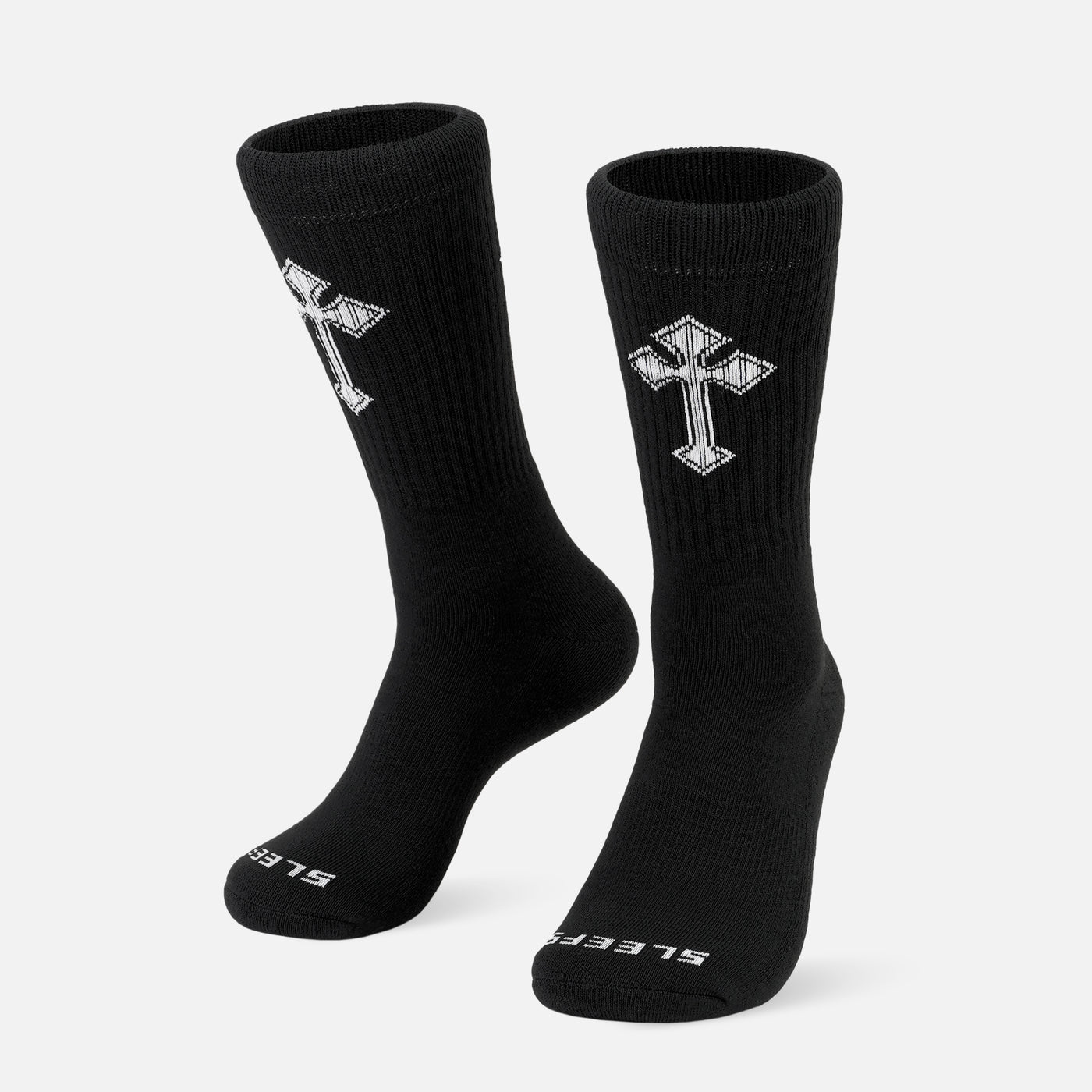 Gothic Cross Black Crew Socks