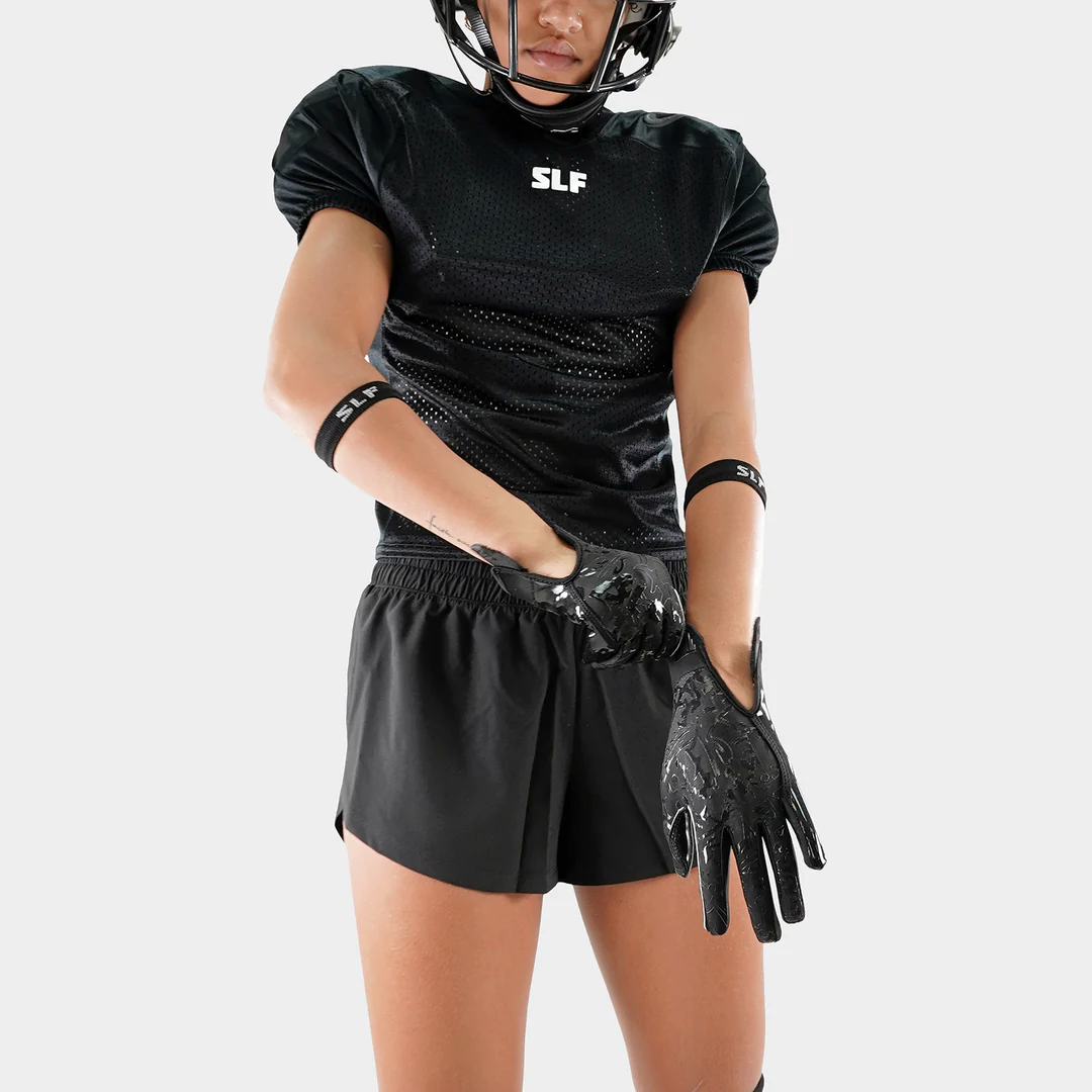 White + Black Sticky Football Receiver Gloves for Women
