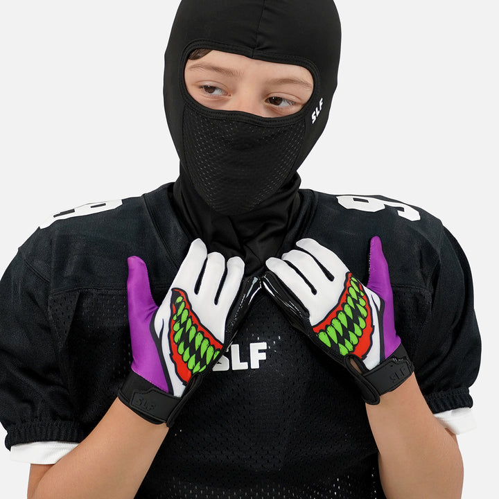 Green Grin Sticky Kids Football Receiver Gloves