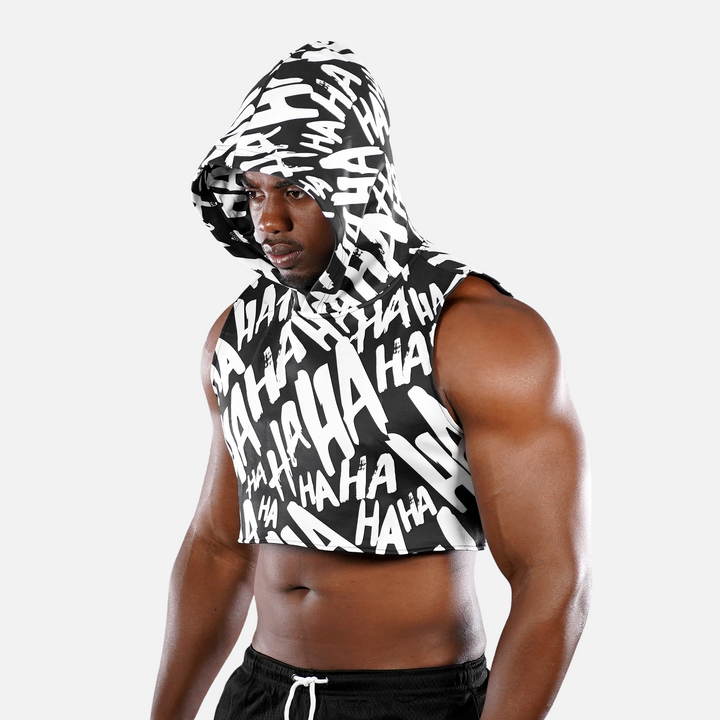 Ha Ha Ha Black Football Crop Top Hoodie